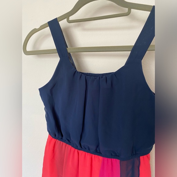 Girls Paper Doll Layered Sun Dress, Navy Pink Red, Tank, Size 10 Medium/large - Picture 2 of 8